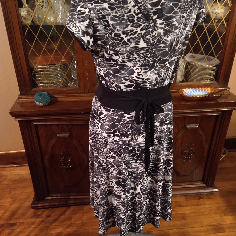 Size S Reina black an white animal print dress - Picture 8 of 16